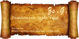 Zsatkovics Györgyi névjegykártya